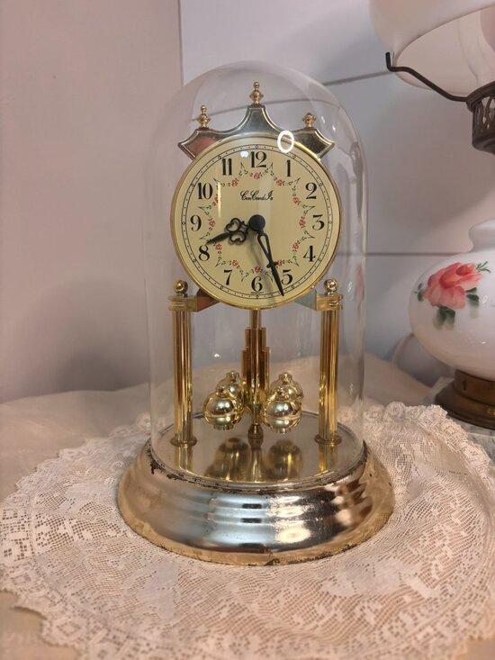 Concordia Other - VTG Concordia Quartz Rotating Pendulum Anniversary Dome Clock w/Gold Tone Base